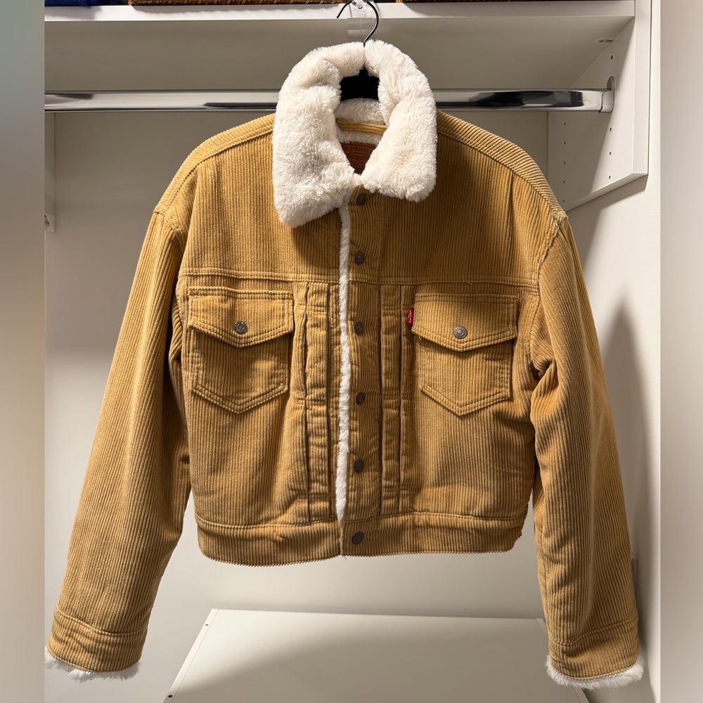 Levi's Camel Corduroy Jacket with White Sherpa Collar